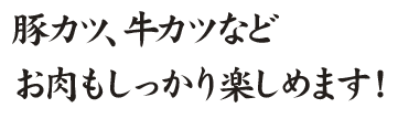 ステーキ、豚カツなど お肉もしっかり楽しめます！